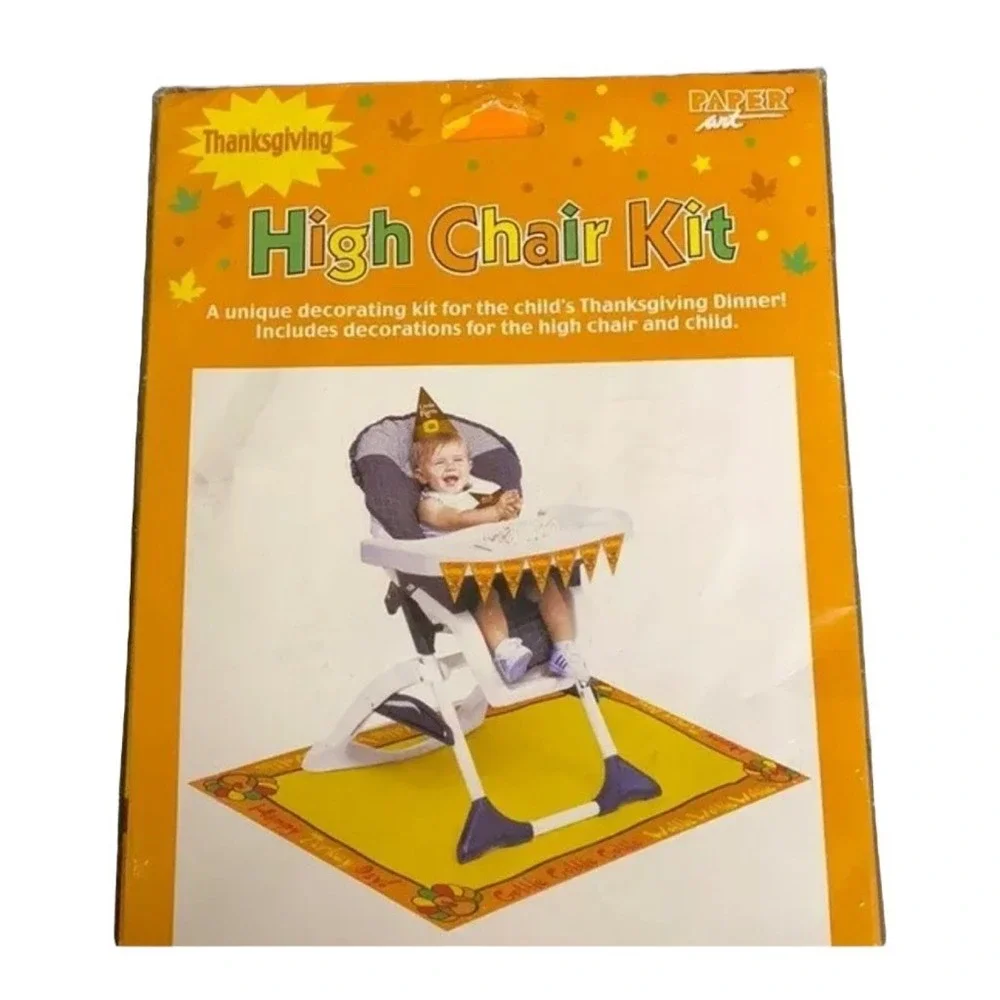 Paper Art Baby High Chair Decorating Kit Orange Yellow Thanksgiving Fall Festive